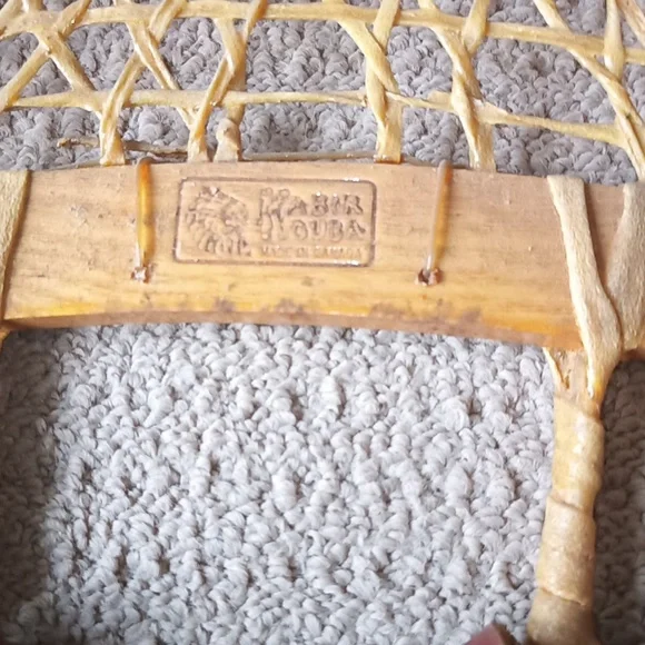 Vintage Kabir Kouba Wood & Rawhide Snowshoes W/ Leather Bindings 48 x 14